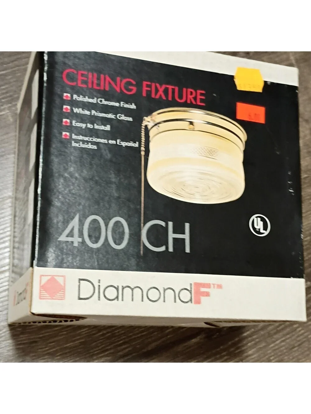 DiamondF 400 CH Flush Mount Ceiling Fixture 6 in White/Clear Glass ChromeNew/Old